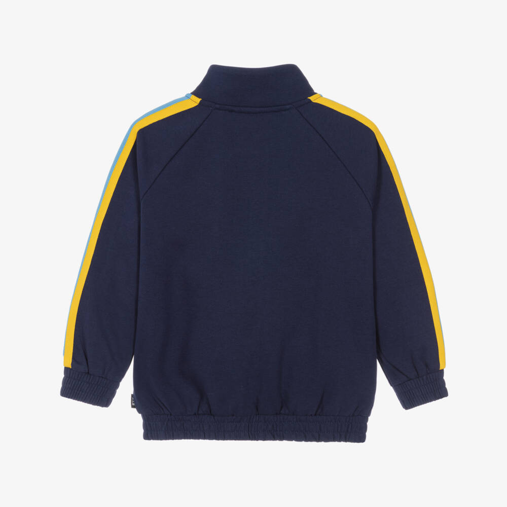 Rock Your Baby-Boys Navy Blue Zip-Up Top with Rainbow Stripes | Childrensalon