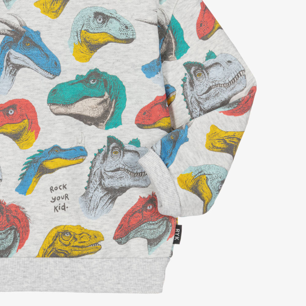 Rock Your Baby-Boys Soft Grey Cotton Sweatshirt with Dinosaur Print | Childrensalon