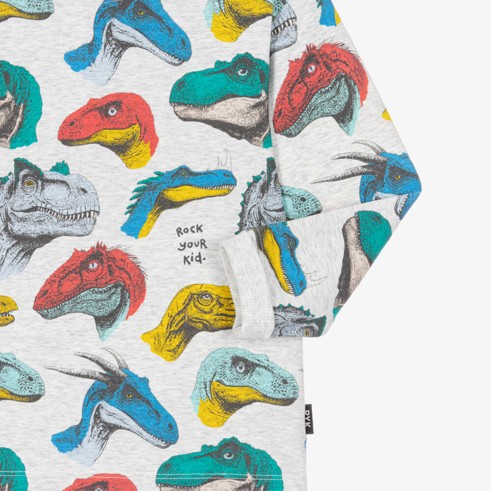 Rock Your Baby-Boys Soft Grey Cotton Top with Dinosaur Print | Childrensalon
