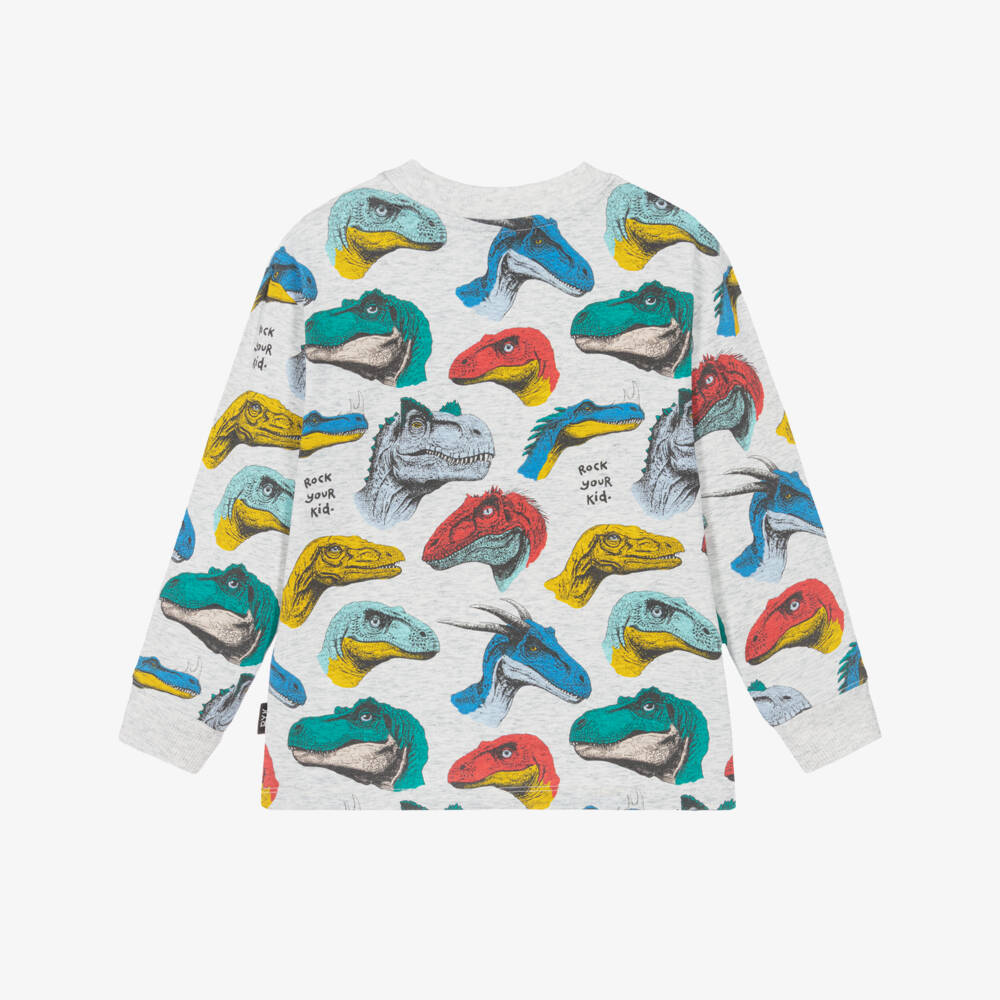 Rock Your Baby-Boys Soft Grey Cotton Top with Dinosaur Print | Childrensalon