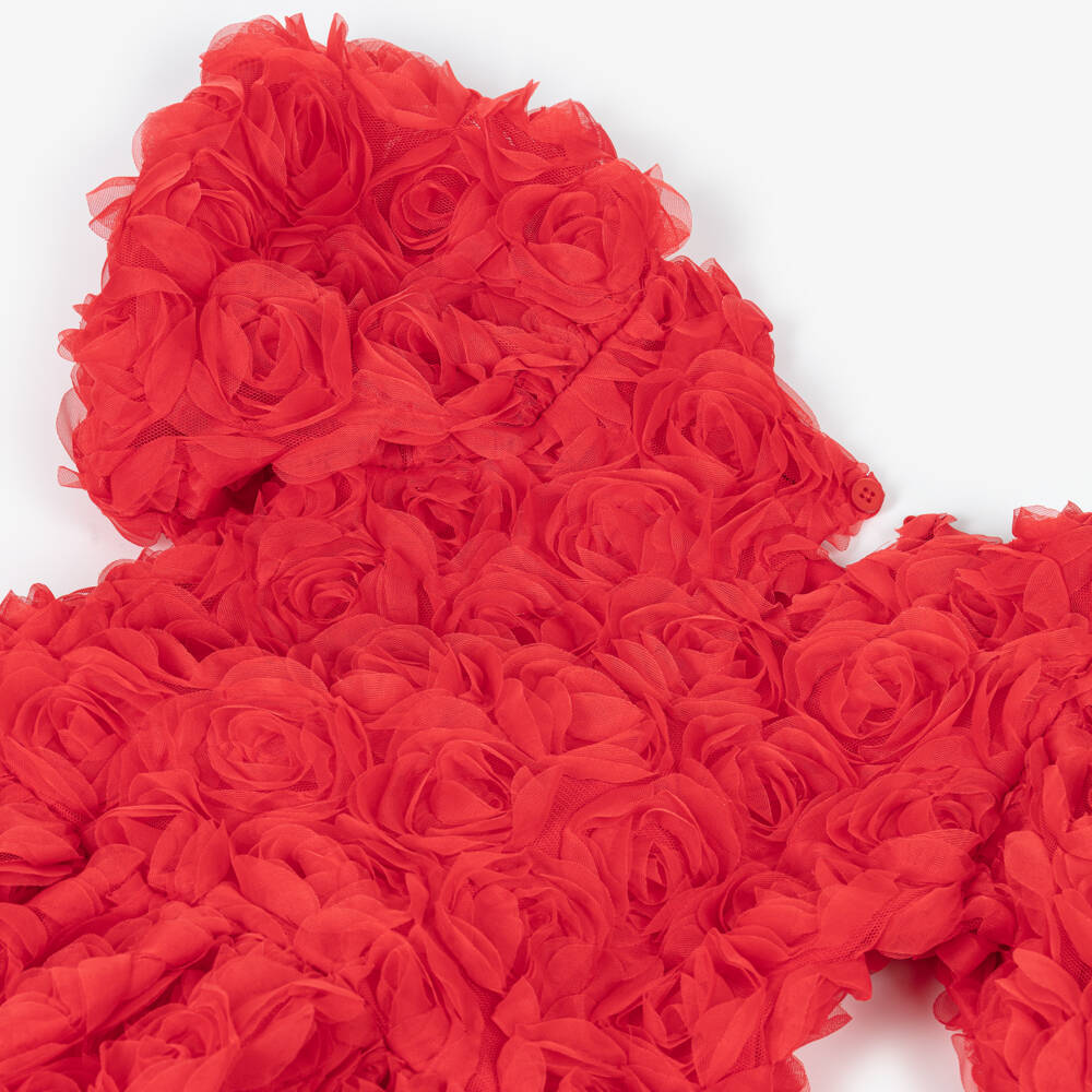 Rock Your Baby-Girl Red Tulle Dress with 3D Roses | Childrensalon