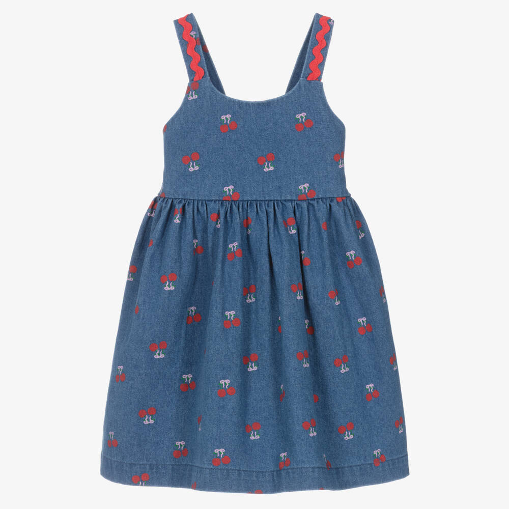 Rock Your Baby-Girls Blue Denim Dress with Cherry Print | Childrensalon