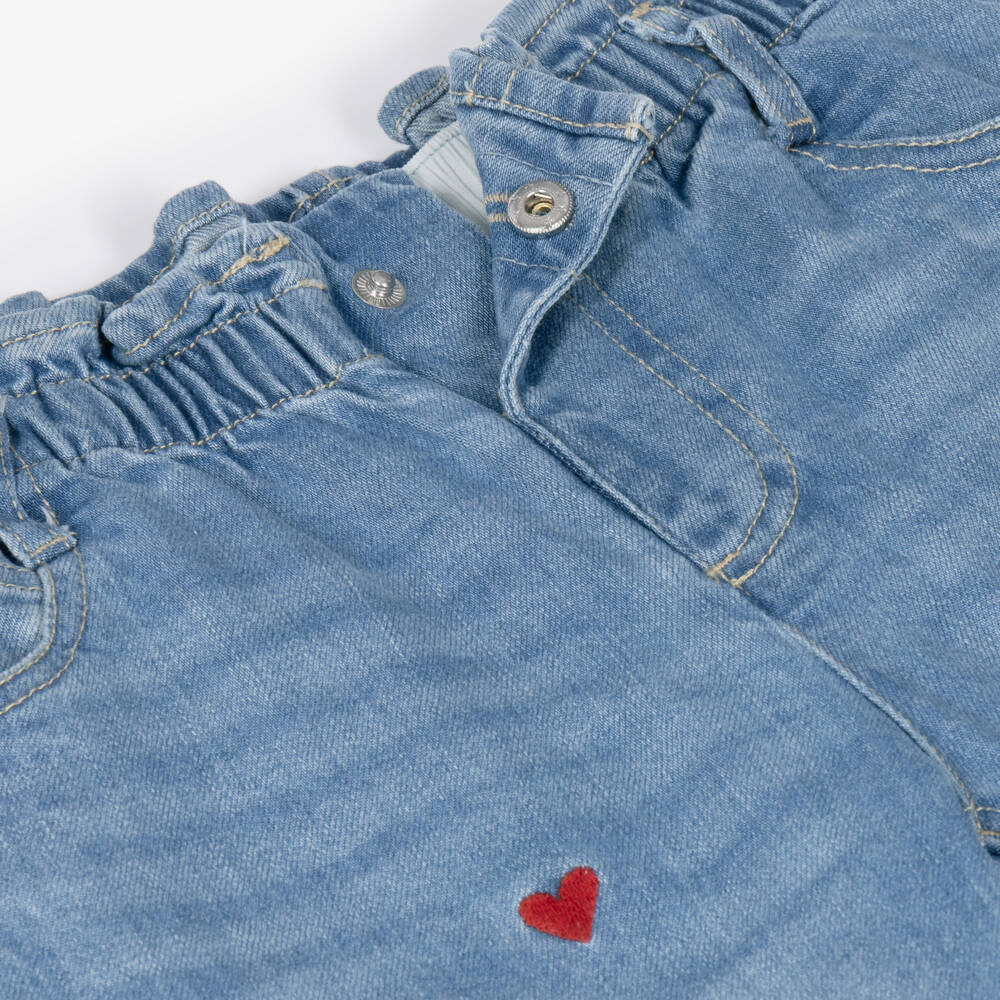 Rock Your Baby-Girls Blue Denim Jeans with Embroidered Motifs | Childrensalon