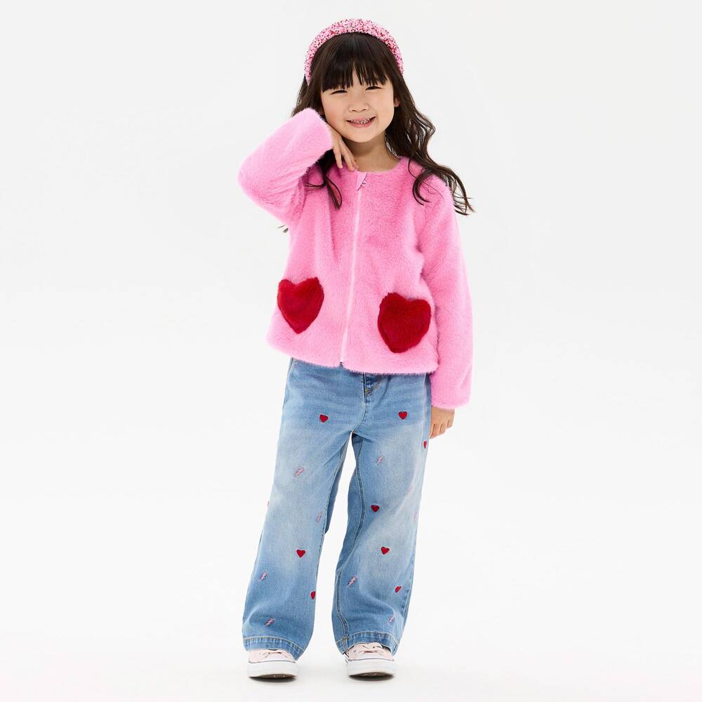 Rock Your Baby-Girls Blue Denim Jeans with Embroidered Motifs | Childrensalon