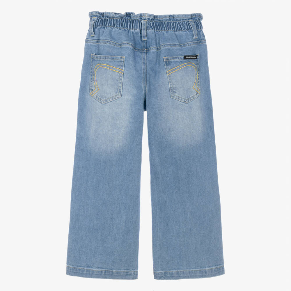Rock Your Baby-Girls Blue Denim Jeans with Embroidered Motifs | Childrensalon