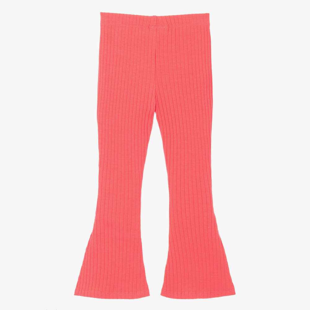 Rock Your Baby-Girls Coral Pink Jersey Flared Leggings | Childrensalon