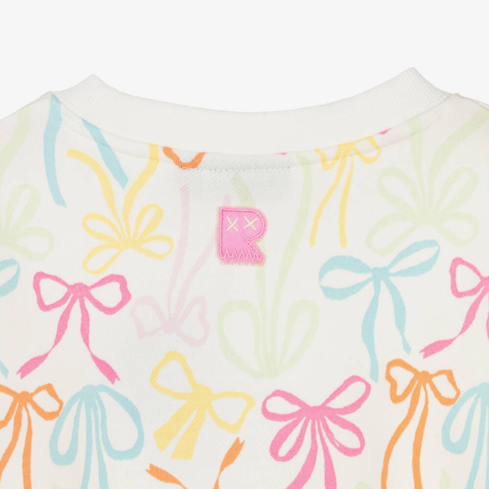 Rock Your Baby-Girls Ivory Cotton Bow Print Sweatshirt | Childrensalon