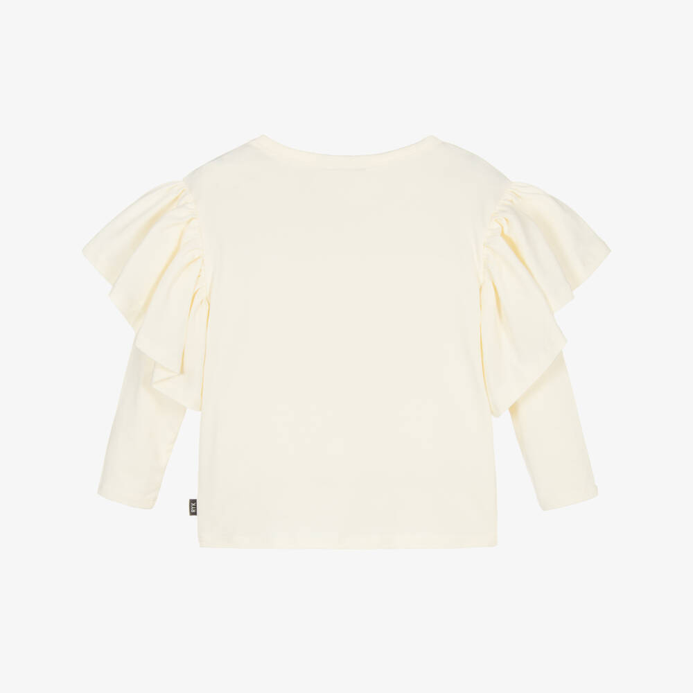 Rock Your Baby-Топ кремовый хлопковый с единорогом и помпонами для девочек | Childrensalon