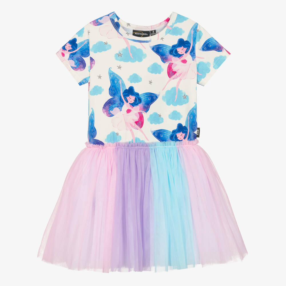 Rock Your Baby - Girls Ivory Cotton & Tulle Fairy Dress