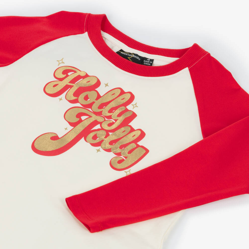 Rock Your Baby-Топ кремово-красный из хлопка праздничный для девочек | Childrensalon