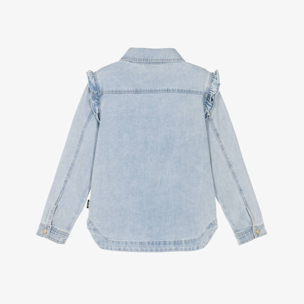 Rock Your Baby-Girls Light Blue Denim Shirt with Heart Motif | Childrensalon