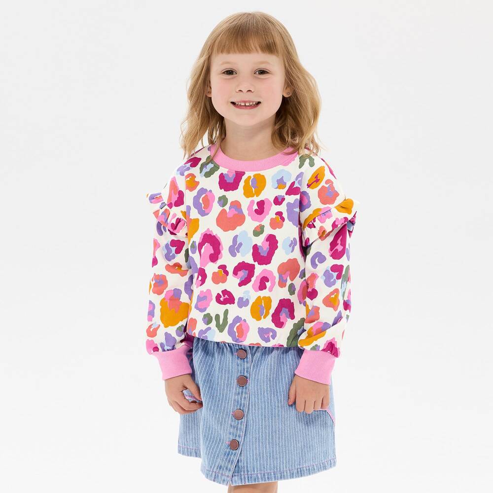 Rock Your Baby-Girls Multicolour Leopard Print Cotton Sweatshirt | Childrensalon