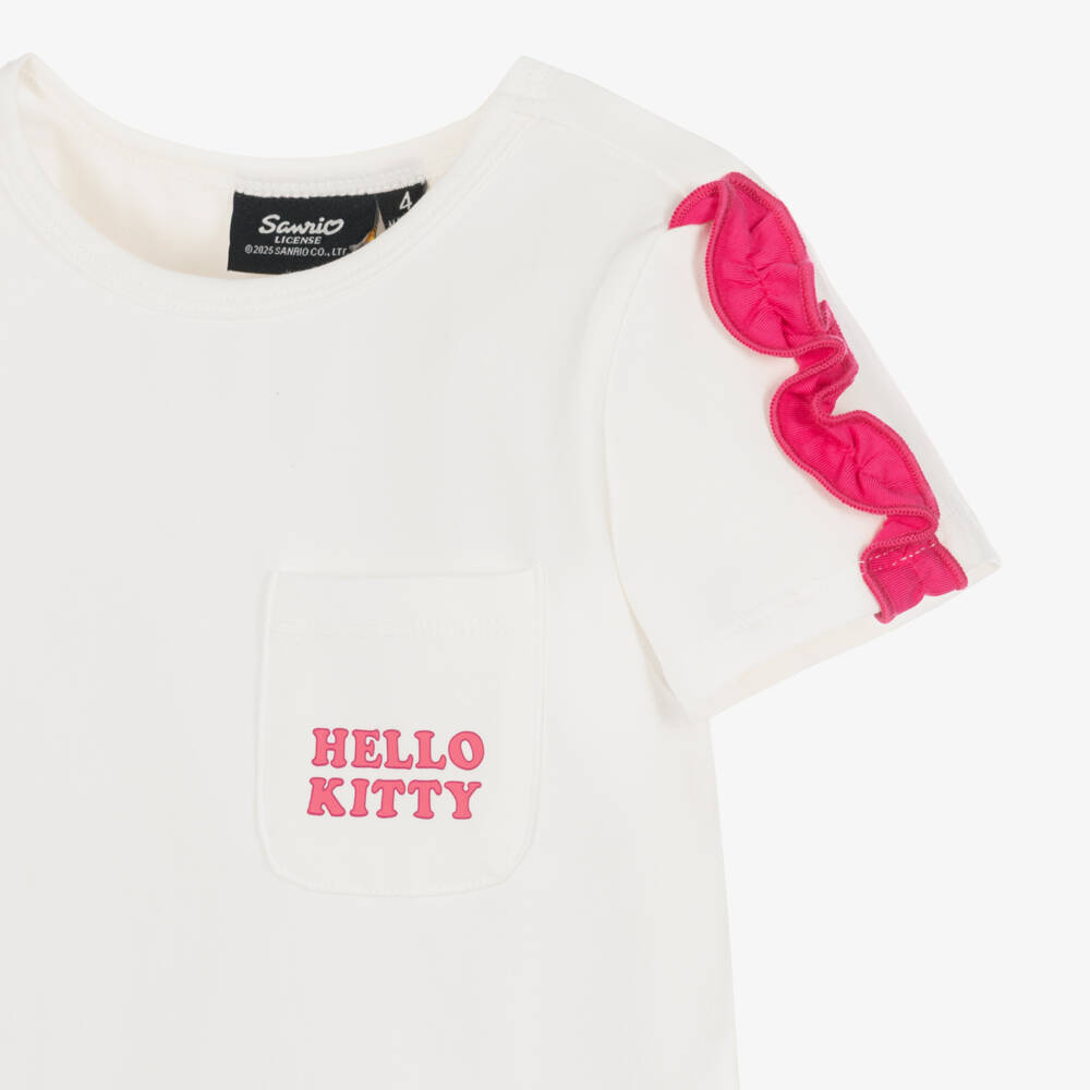 Rock Your Baby-Girls Off-White T-Shirt with Hello Kitty Print | Childrensalon
