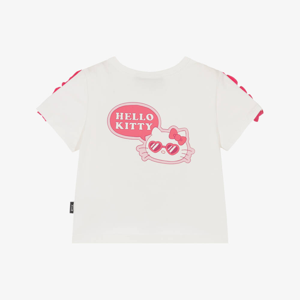 Rock Your Baby-Girls Off-White T-Shirt with Hello Kitty Print | Childrensalon