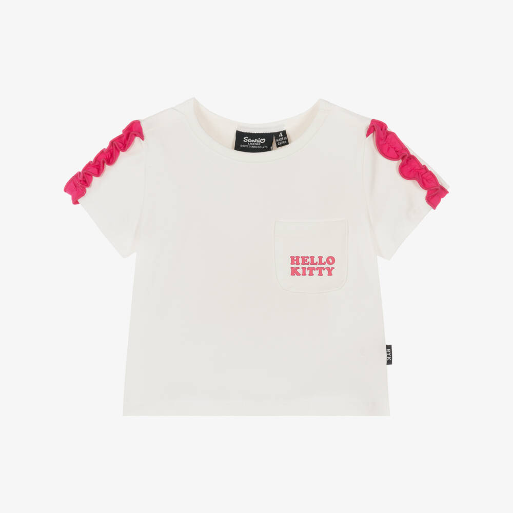 Rock Your Baby-Girls Off-White T-Shirt with Hello Kitty Print | Childrensalon