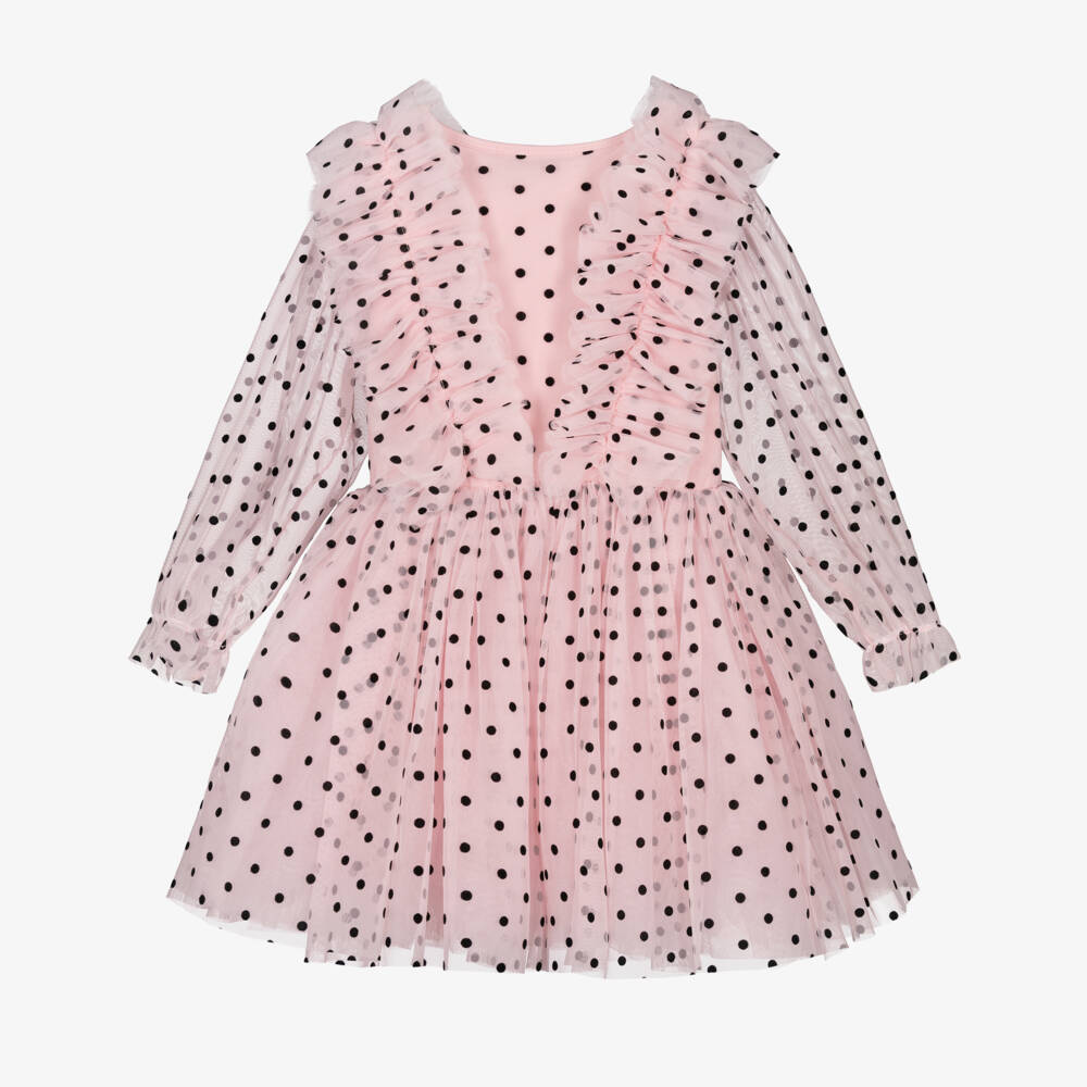 Rock Your Baby-Girls Pink & Black Polka Dot Tulle Dress | Childrensalon