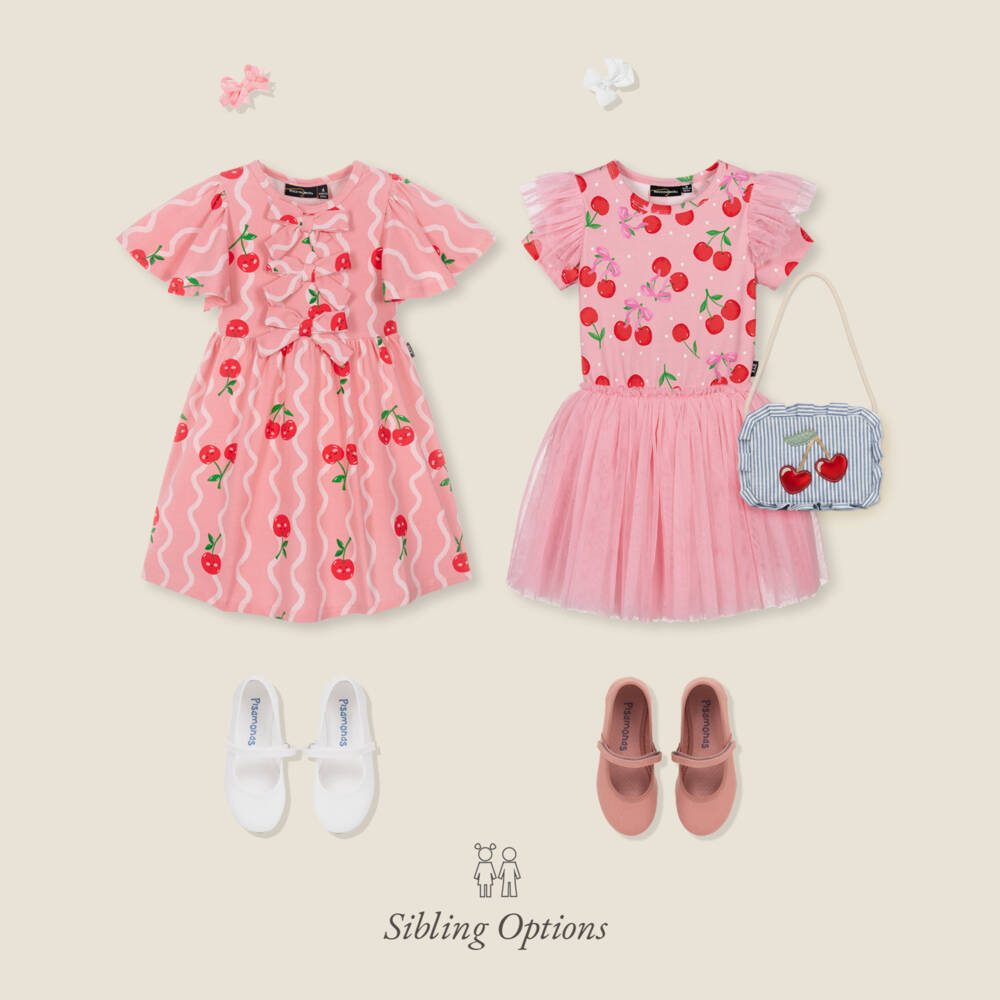 Rock Your Baby-Платье розовое из хлопкового трикотажа и фатина с вишнями для девочек | Childrensalon