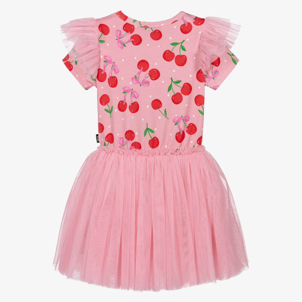 Rock Your Baby-Girls Pink Cotton Jersey & Tulle Cherry Print Dress | Childrensalon