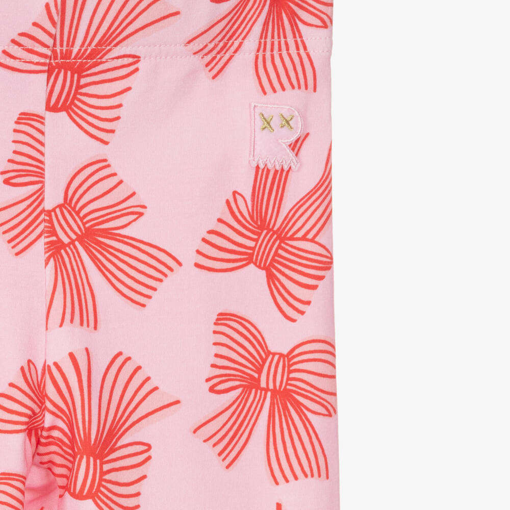 Rock Your Baby-Girls Pink Cotton Leggings with Red Bow Print | Childrensalon