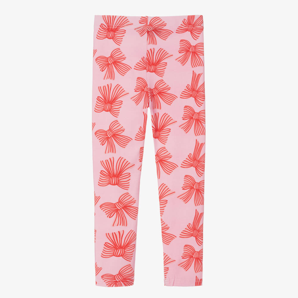 Rock Your Baby-Girls Pink Cotton Leggings with Red Bow Print | Childrensalon