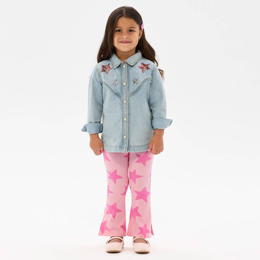 Rock Your Baby-Girls Pink Cotton Star Pattern Leggings | Childrensalon