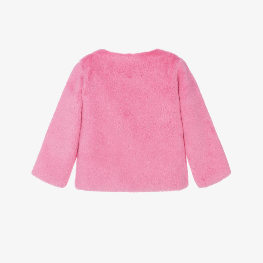 Rock Your Baby-Girls Pink Faux Fur Jacket with heart Pockets | Childrensalon