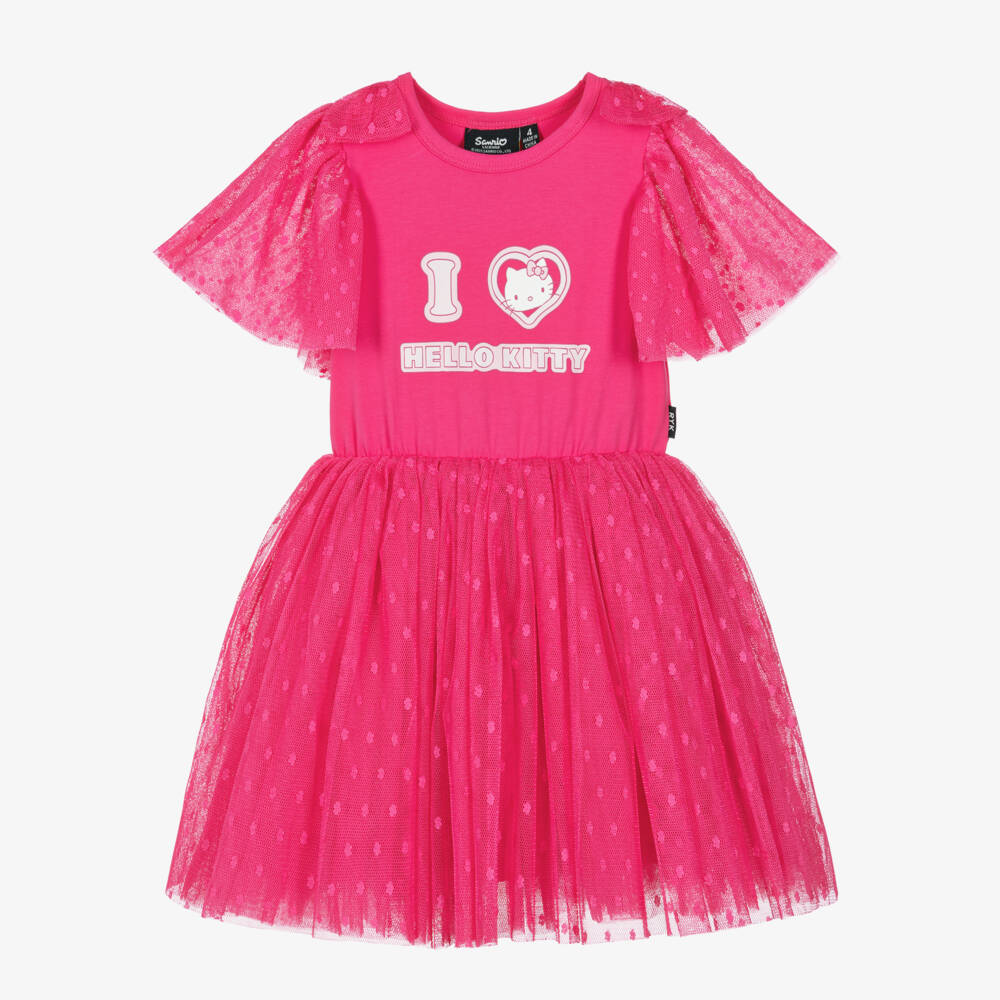 Rock Your Baby-Girls Pink Hello Kitty Dotted Tulle Dress | Childrensalon