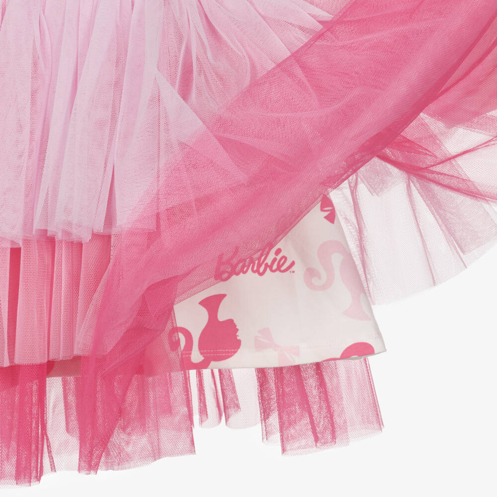 Rock Your Baby-Girls Pink Jersey & Tulle Dress with Barbie Print | Childrensalon
