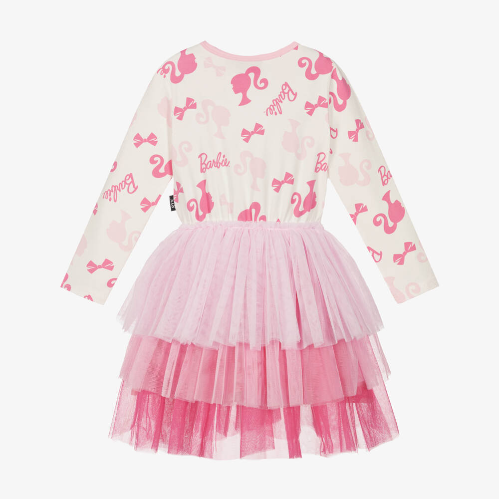 Rock Your Baby-Girls Pink Jersey & Tulle Dress with Barbie Print | Childrensalon