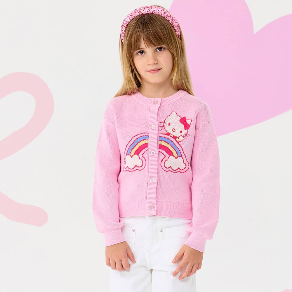 Rock Your Baby-Girls Pink Knitted Hello Kitty Cardigan | Childrensalon