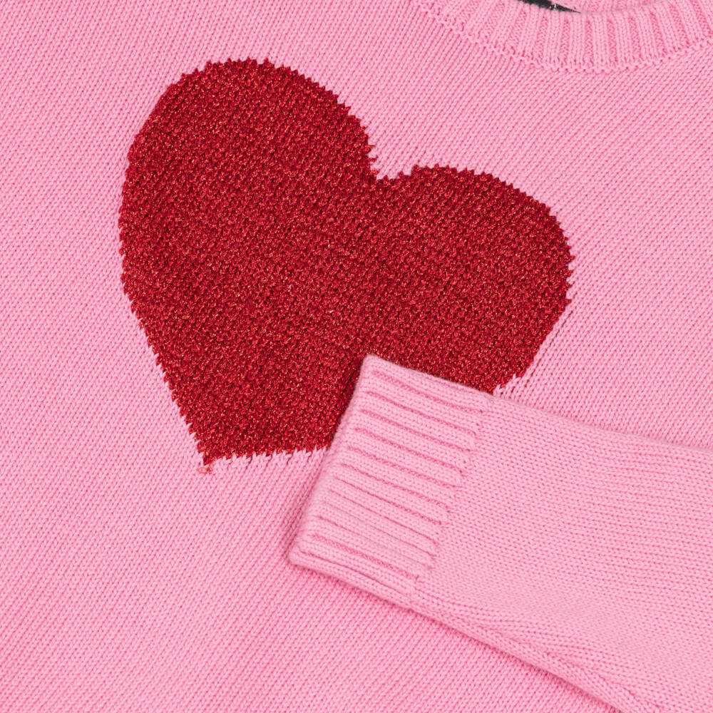Rock Your Baby-Girls Pink Knitted Sweater with Metallic Heart | Childrensalon