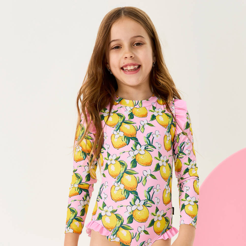 Rock Your Baby-Girls Pink Lemon Resort Swimsuit (UPF50+) | Childrensalon