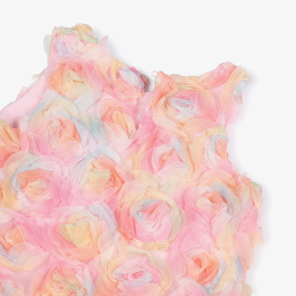 Rock Your Baby-Girls Pink Pastel Dress with Floral Appliqués | Childrensalon