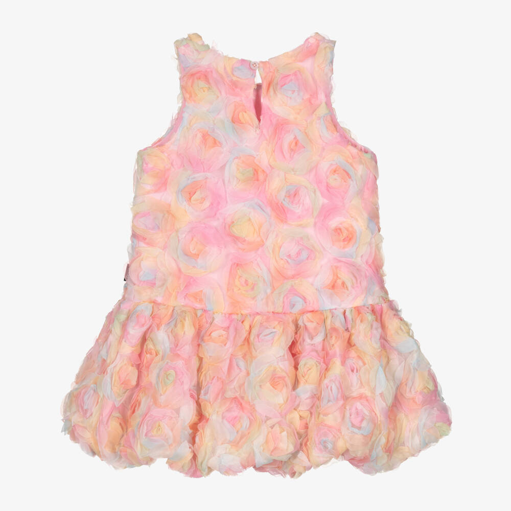 Rock Your Baby-Girls Pink Pastel Dress with Floral Appliqués | Childrensalon