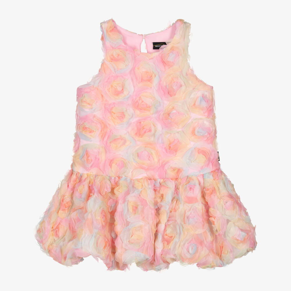 Rock Your Baby-Girls Pink Pastel Dress with Floral Appliqués | Childrensalon