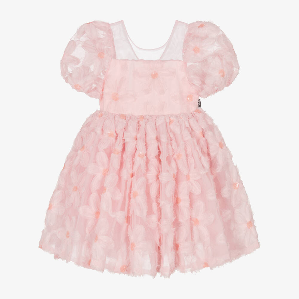Rock Your Baby-Girls Pink Puff Sleeve Floral Tulle Dress | Childrensalon