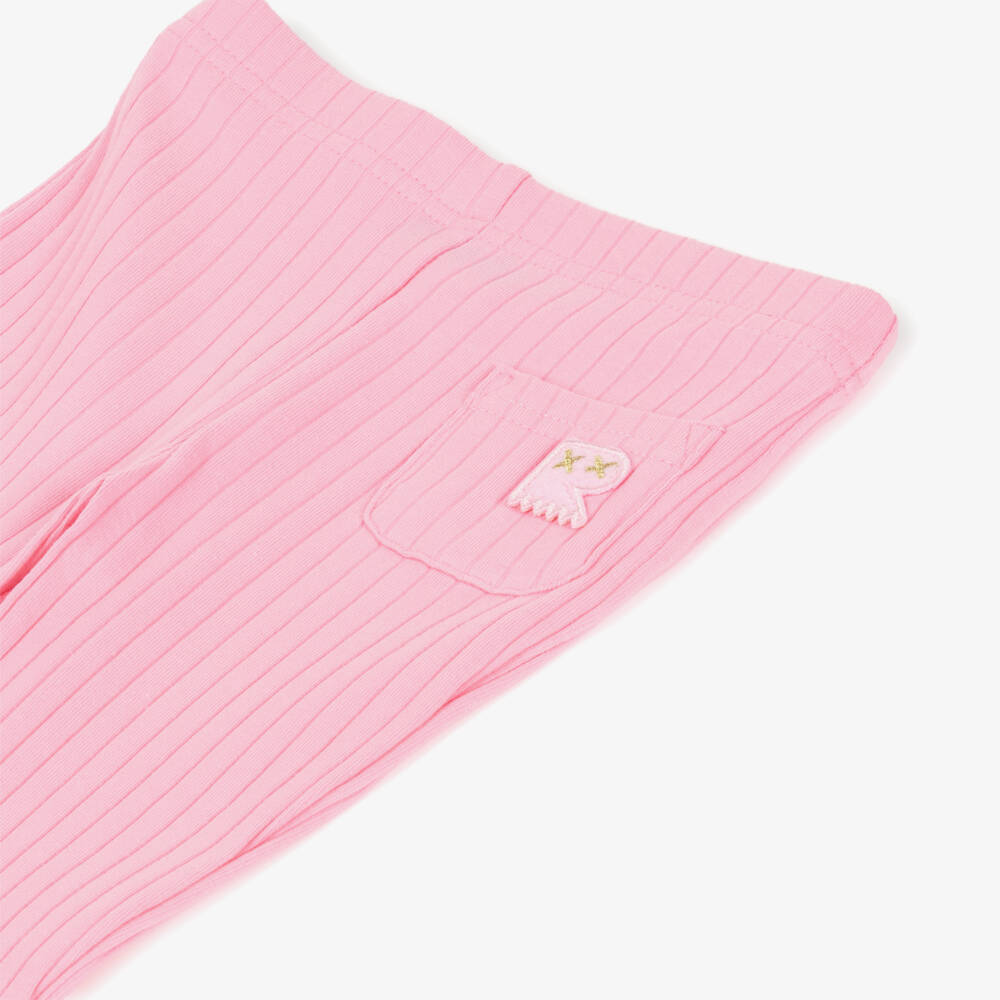 Rock Your Baby-Легинсы розовые трикотажные в рубчик расклешенные для девочек | Childrensalon