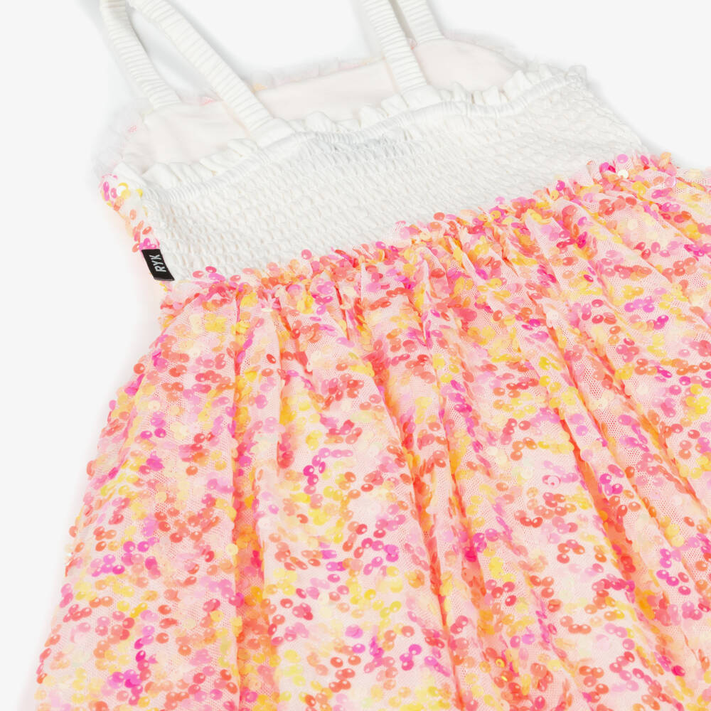 Rock Your Baby-Girls Pink Sequin Embellished Tulle Dress | Childrensalon