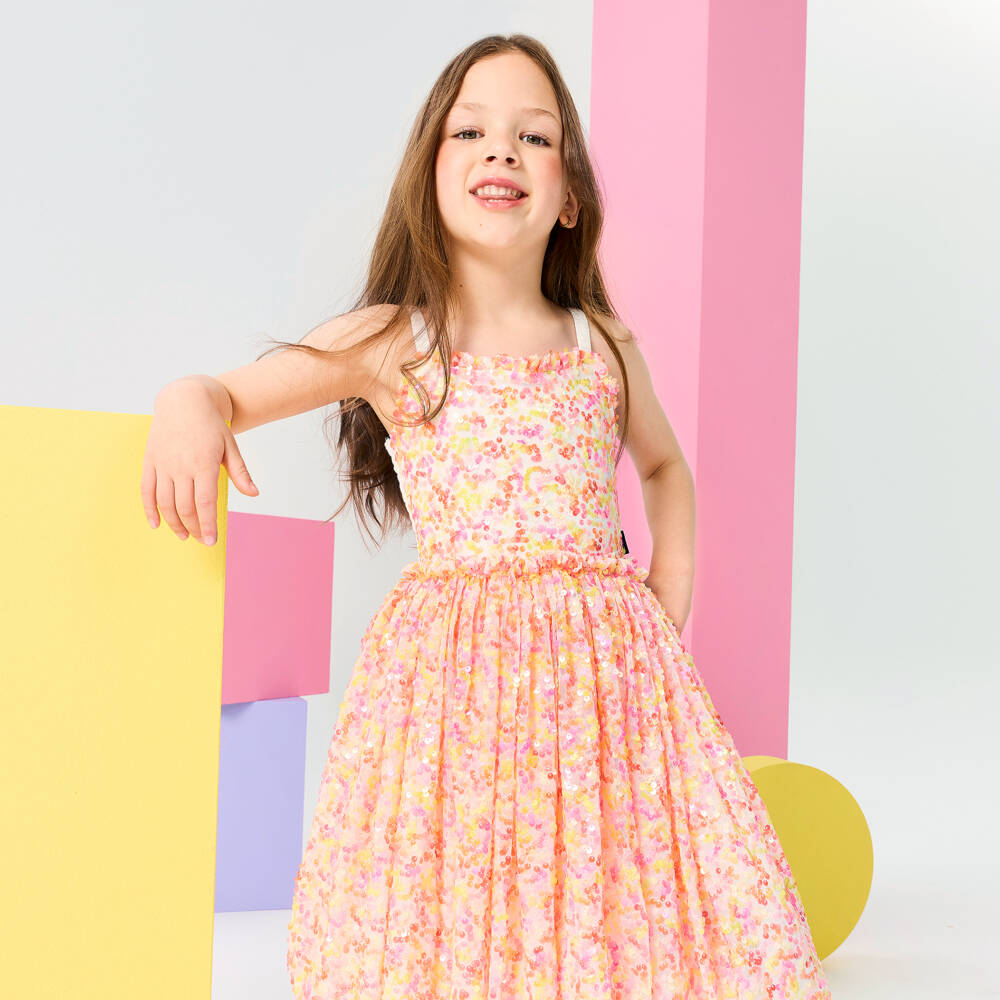 Rock Your Baby-Girls Pink Sequin Embellished Tulle Dress | Childrensalon