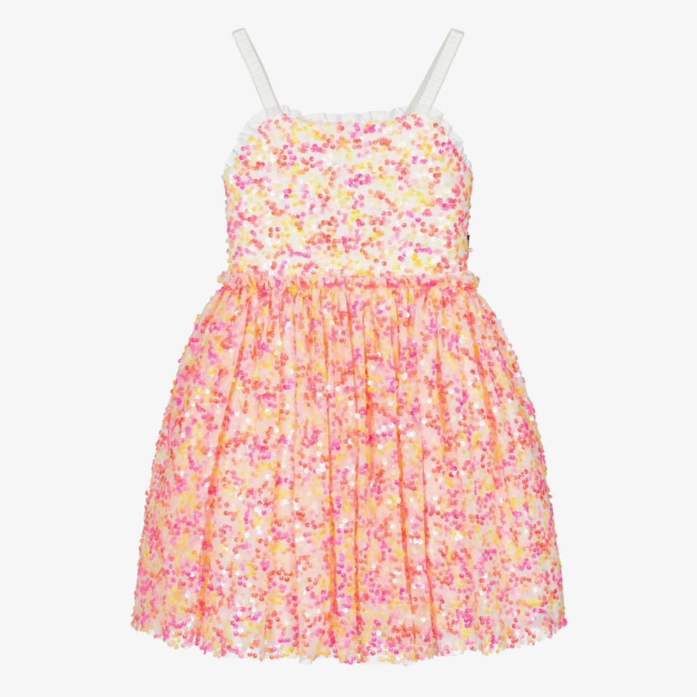 Rock Your Baby-Girls Pink Sequin Embellished Tulle Dress | Childrensalon