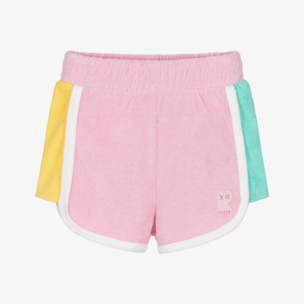 Rock Your Baby-Girls Pink Terry Towelling Shorts with Logo Patch | Childrensalon