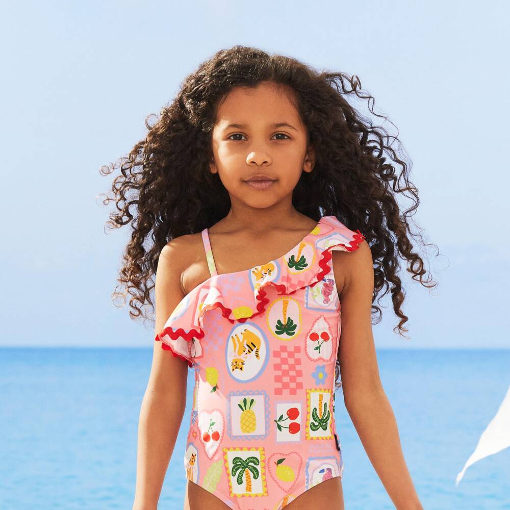 Rock Your Baby-Girls Pink Tropical Beach Resort Swimsuit | Childrensalon