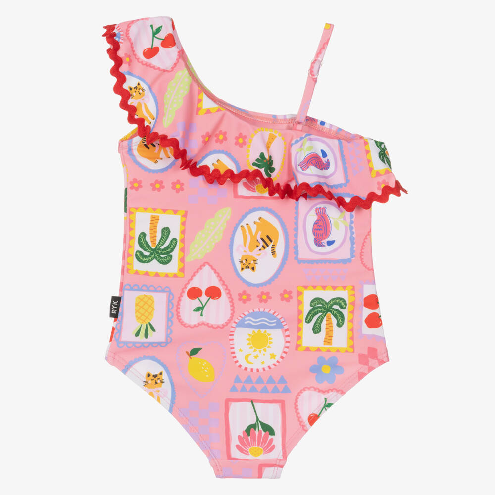 Rock Your Baby-Girls Pink Tropical Beach Resort Swimsuit | Childrensalon