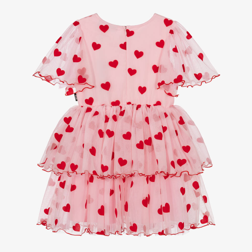 Rock Your Baby-Girls Pink Tulle Dress with Flocked Red Hearts | Childrensalon