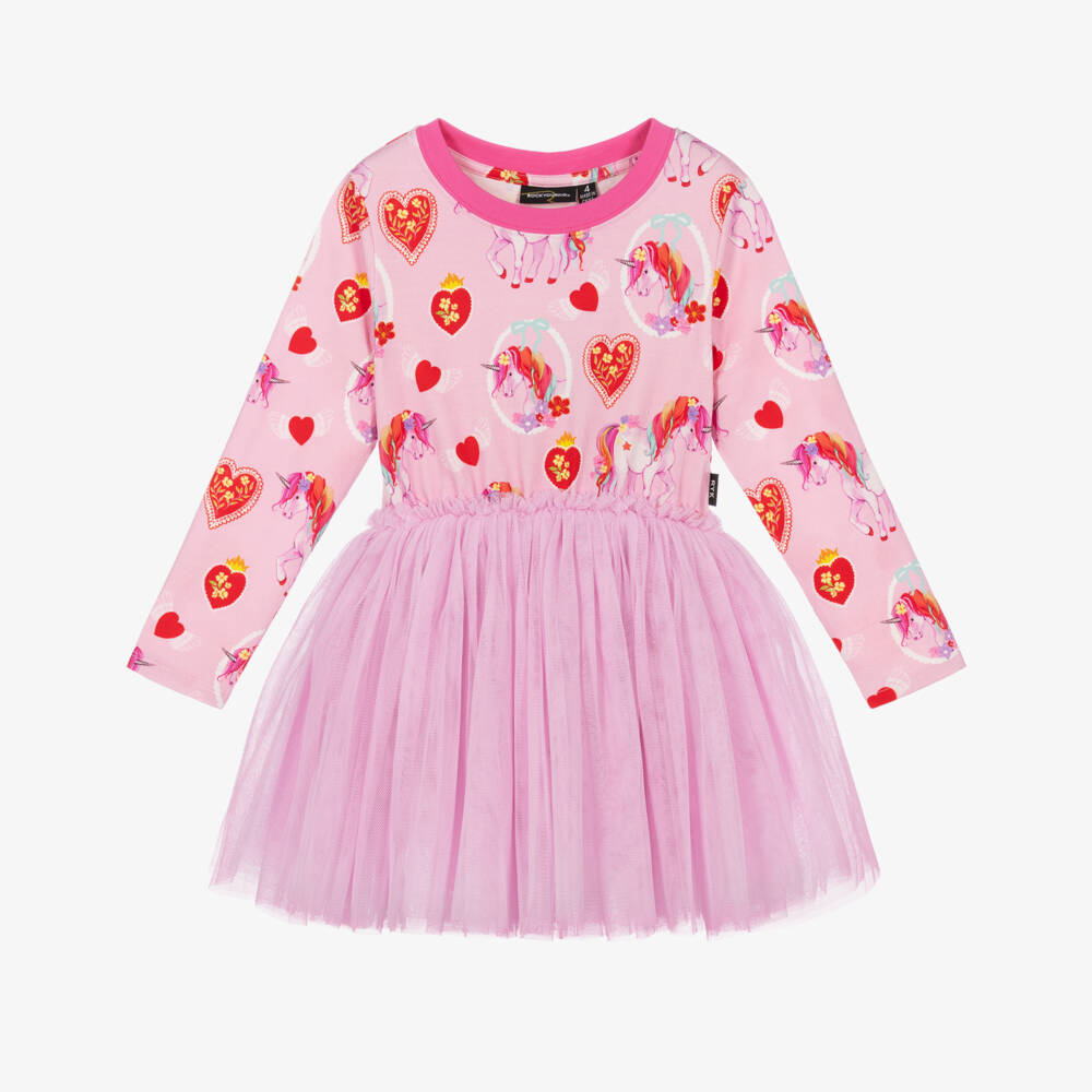 Rock Your Baby-Girls Pink Unicorn Hearts Tutu Dress | Childrensalon