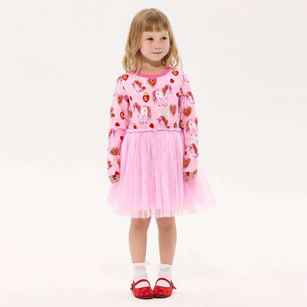 Rock Your Baby-Girls Pink Unicorn Hearts Tutu Dress | Childrensalon