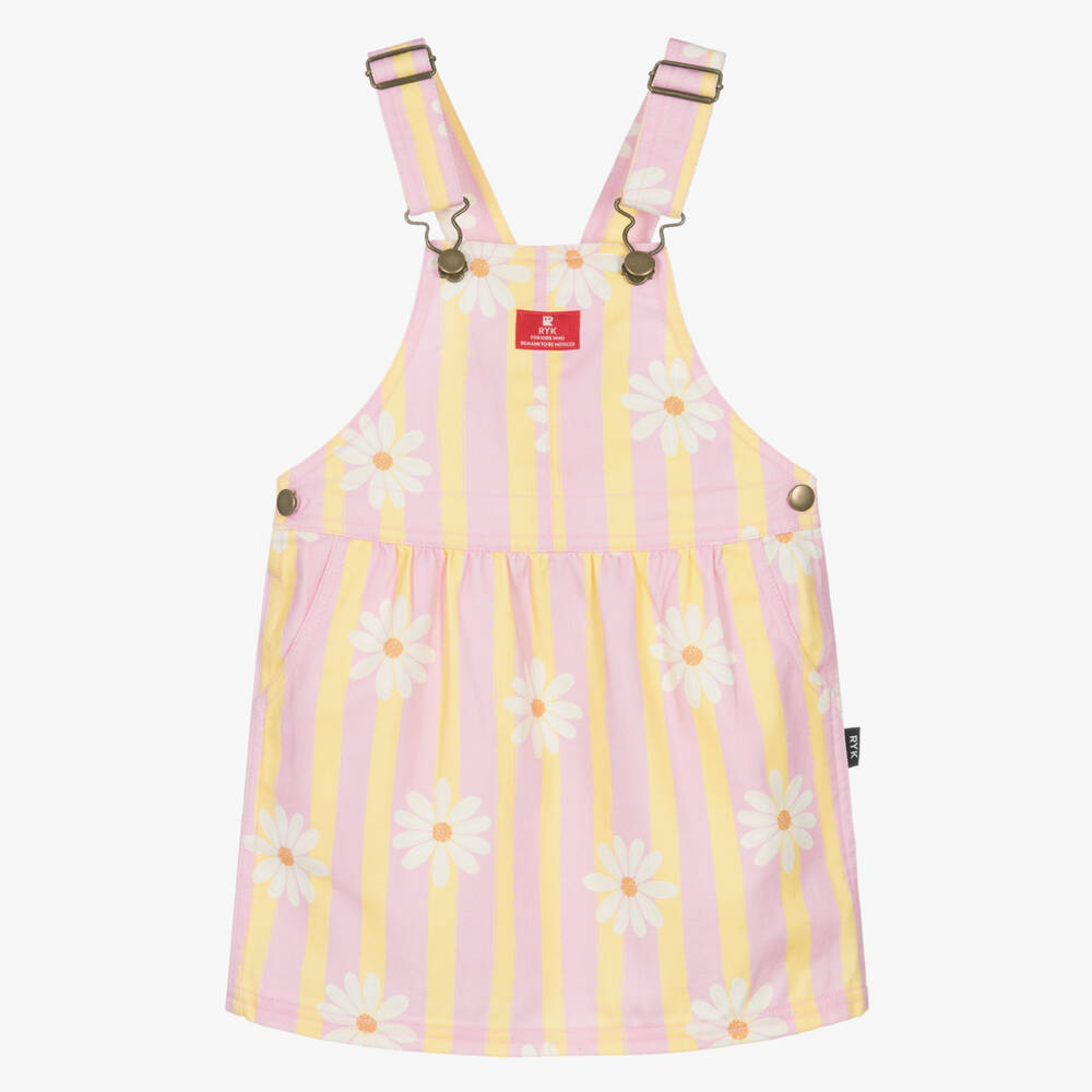 Rock Your Baby-Girls Pink & Yellow Striped Pinafore Dress | Childrensalon