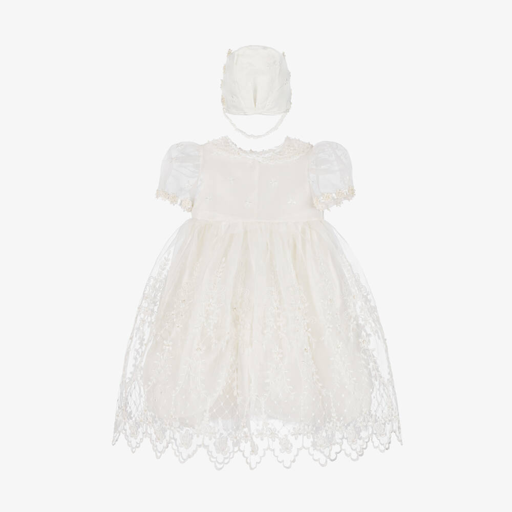 Romano-Baby Girls Ivory Ceremony Satin Dress Set | Childrensalon