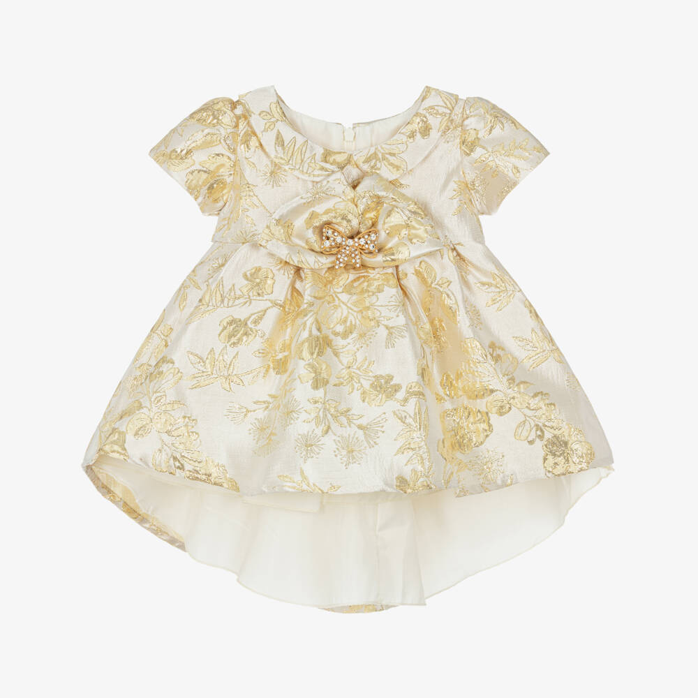 Roma e Toska-Платье кремово-золотое из парчи для малышек | Childrensalon