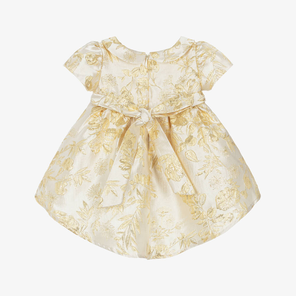 Roma e Toska-Платье кремово-золотое из парчи для малышек | Childrensalon